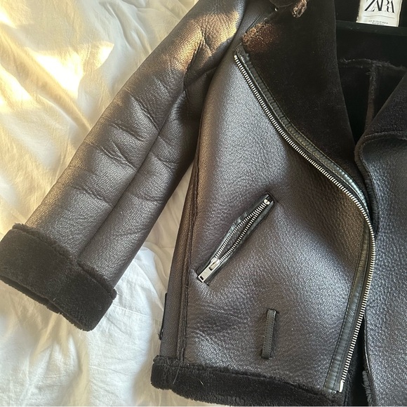 Zara faux fur leather jacket size XS - Picture 10 of 11
